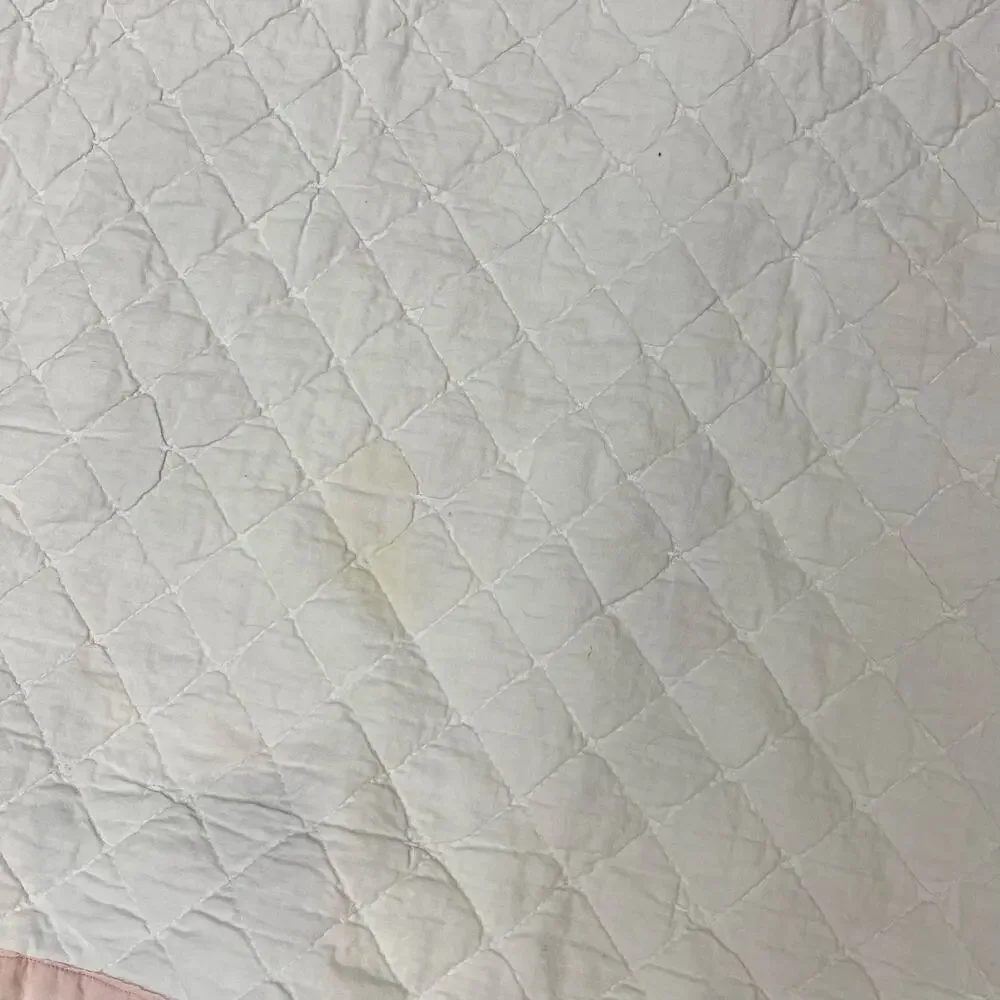 Vintage Handmade Pink Patchwork Baby Quilt Cozy Cottagecore Girl Nursery Blanket
